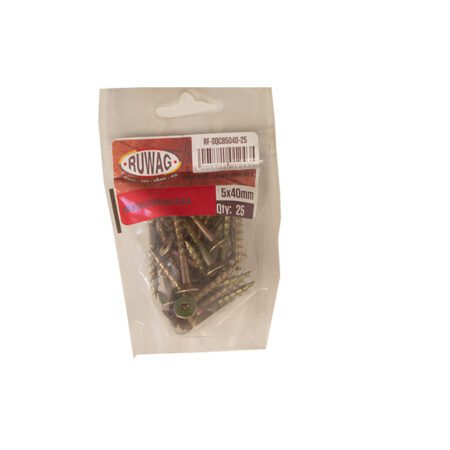 Ruwag Sqaure Drive - Chipboard Screw - 5 x 40mm - 25 Qty