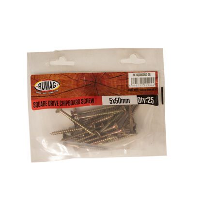 Ruwag Sqaure Drive - Chipboard Screw - 5 x 50mm - 25 Qty