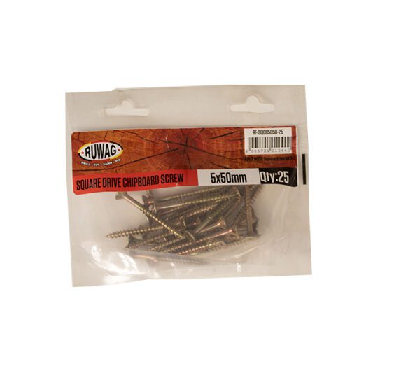 Ruwag Sqaure Drive - Chipboard Screw - 5 x 50mm - 25 Qty