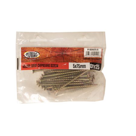 Ruwag Sqaure Drive - Chip Board Screw - 5 x 75mm - 25 Qty