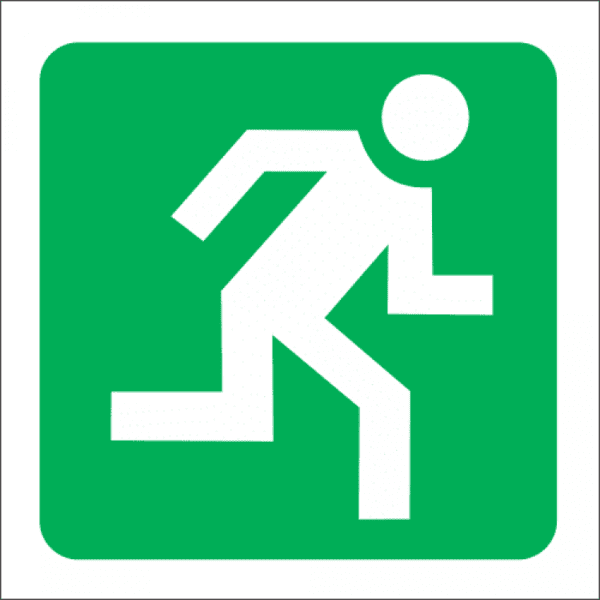 Sign Abs - Escape Route Right  - 190 x 190mm