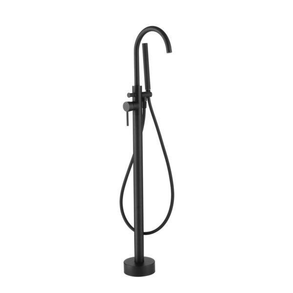 Single Lever Bath Shower Mixer floor Mounted Round Short Black