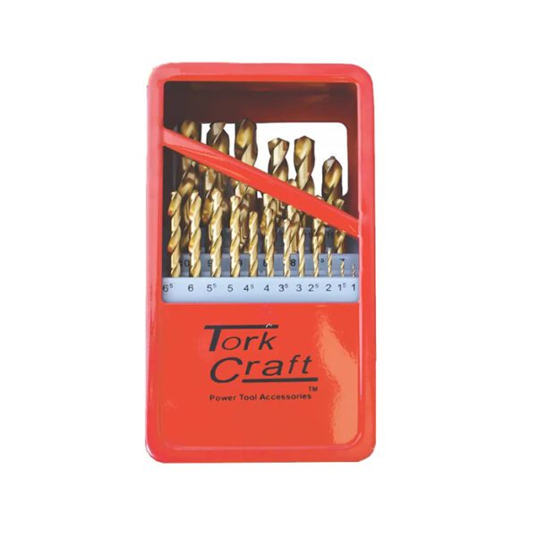 Tork Craft Drill Bit Set 25 Piece Tin Coated Metal Case