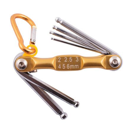 Tork Craft Folding Key Set Ball Point 2-2.5-3-4-5-6 Yellow Chrome Plated