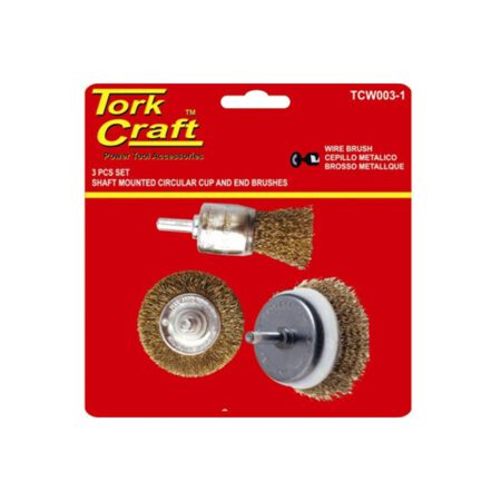 Tork Craft Wire Brush Set (3 Piece) With 6mm Shaft End/Circular/Cup