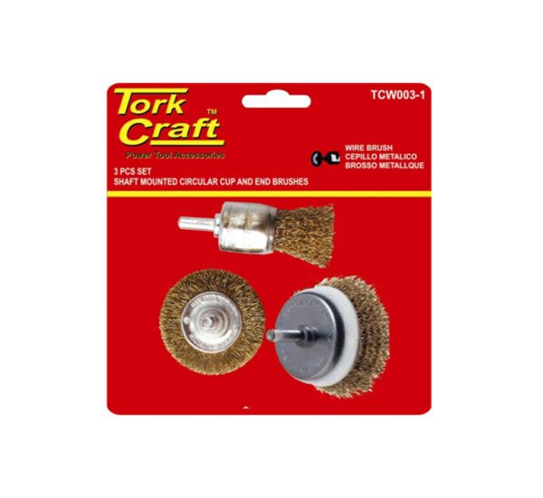 Tork Craft Wire Brush Set (3 Piece) With 6mm Shaft End/Circular/Cup