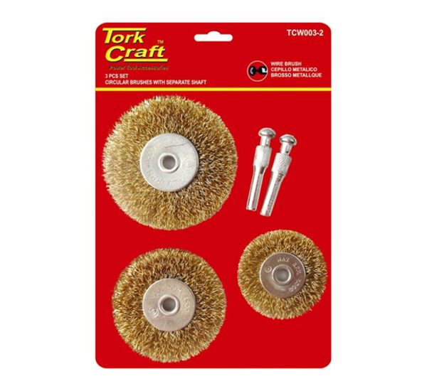 Tork Craft Wire Brush Set (3 Piece) With Separate Shaft