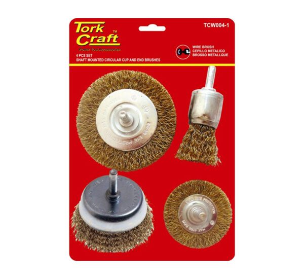 Tork Craft Wire Brush Set (4 Piece) With Shaft End/Cup/Circ