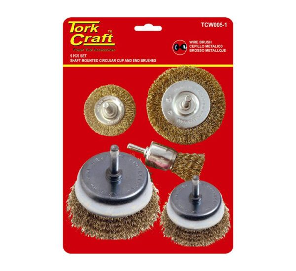 Tork Craft Wire Brush Set (5 Piece) With 6mm Shaft Cup/Circ/End