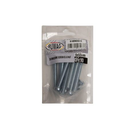 Ruwag Ch/Machine Screw - Slotted & Nut -  6 x 50mm - 10 Qty