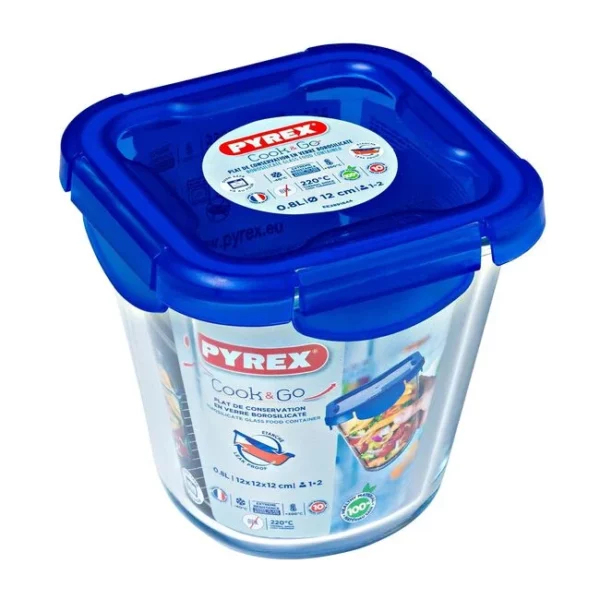 Pyrex High Dish With Lid - 12 x 12 x 12Cm - 0.8 Litre