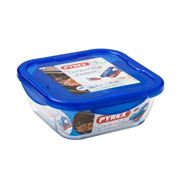 Pyrex Square Dish With Lid - 21 x 21 x 8cm - 1.9 Liitres