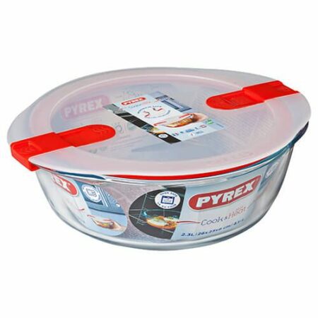 Pyrex Cook & Heat Round Glass Dish with Cover - 14 x 12