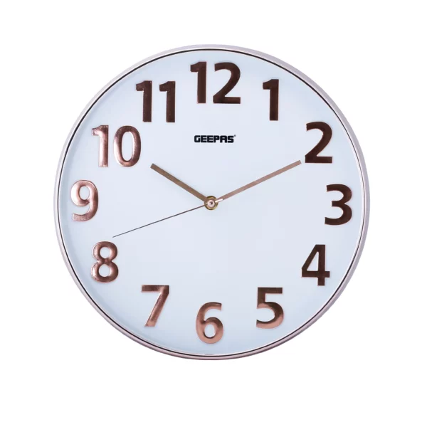 Geepas Wall Clock - 3D Rose Gold Numbers - GWC-26013